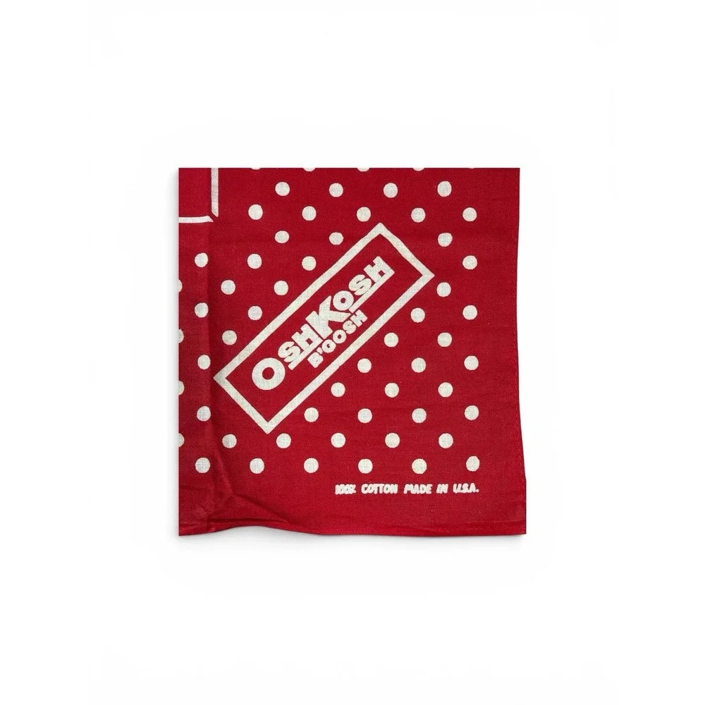 Vintage 70s OshKosh Bgosh Red 100% Cotton Bandana Made In USA Union Made Scarf